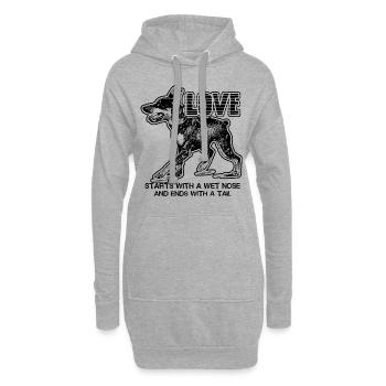 Doberman Pinscher Starts With A Wet Nose - Hoodie Dress - heather grey - Front