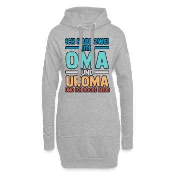 Ich Habe Zwei Titel Oma Und Uroma - Hoodie-Kleid - Grau meliert - Vorne