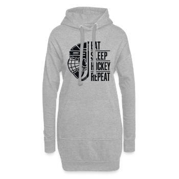 hockey sur glace les joueurs de hockey sur glace mangent dorment hockey répéter - Sweat-shirt à capuche long Femme - gris chiné - Devant