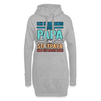 Ich Habe Zwei Titel Papa Und Stiefpapa - Hoodie-Kleid - Grau meliert - Vorne