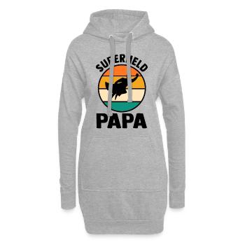 Père Papa Super-héros - Sweat-shirt à capuche long Femme - gris chiné - Devant