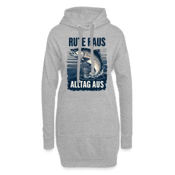 Angeln Angler Fischer Fischen Angel Spruch - Hoodie-Kleid - Grau meliert - Vorne