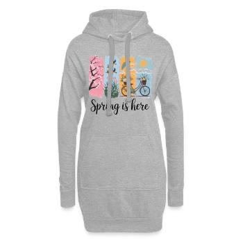 Frühlingserwachen – Blüten, Vögel & Fahrrad - Hoodie-Kleid - Grau meliert - Vorne