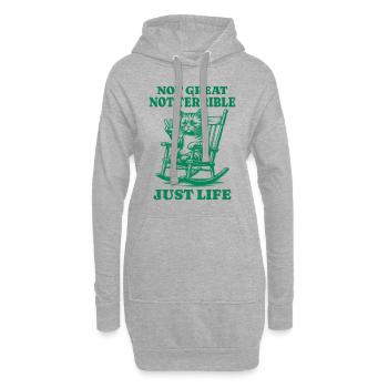 Lustiger Waschbär Spruch – Just Life - Hoodie-Kleid - Grau meliert - Vorne