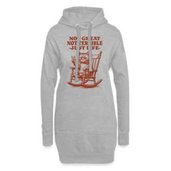 Lustiger Waschbär Spruch – Just Life - Hoodie-Kleid - Grau meliert - Vorne