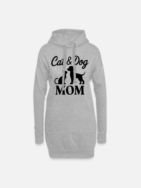 Katze und Hund Spruch Lustiges Haustier Geschenk - Hoodie-Kleid - Grau meliert