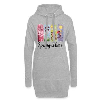Frühlingszauber – Blumen, Fahrrad & Natur - Hoodie-Kleid - Grau meliert - Vorne