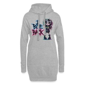 Rebellious with - Chemise Power Femme - Sweat-shirt à capuche long Femme - gris chiné - Devant