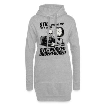 Squelette surmené – Vie de bureau Humour noir - Sweat-shirt à capuche long Femme - gris chiné - Devant