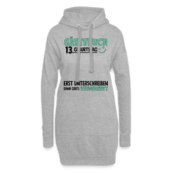 Livre d’or 13 Signe d’anniversaire pour enfants - Sweat-shirt à capuche long Femme - gris chiné - Devant