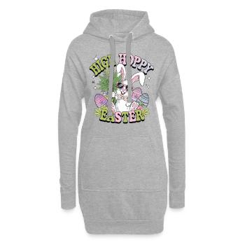 Lapin de Pâques drôle avec de l’herbe – High Hoppy Easter - Sweat-shirt à capuche long Femme - gris chiné - Devant