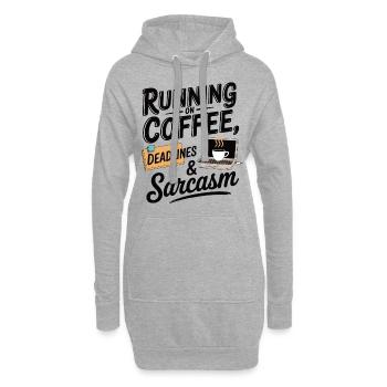 Running on Coffee, Deadlines & Sarcasm - Hoodie-Kleid - Grau meliert - Vorne
