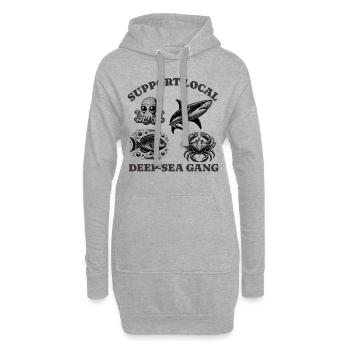 requin poisson Lovers - Soutien Gang local des grands fonds marins - Sweat-shirt à capuche long Femme - gris chiné - Devant