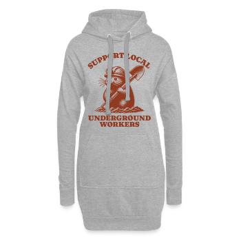 Support Local Underground Workers Lustiges Mole - Hoodie-Kleid - Grau meliert - Vorne