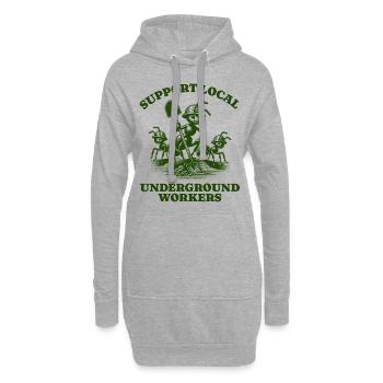 Support Local Underground Workers Lustiges Ant - Hoodie-Kleid - Grau meliert - Vorne