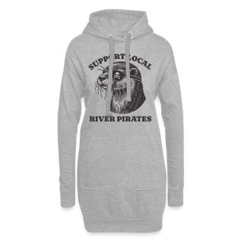 Soutenez Local River Pirates Drôle Loutre castor - Sweat-shirt à capuche long Femme - gris chiné - Devant