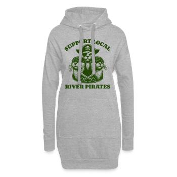 Soutenez Local River Pirates Drôle Loutre castor - Sweat-shirt à capuche long Femme - gris chiné - Devant