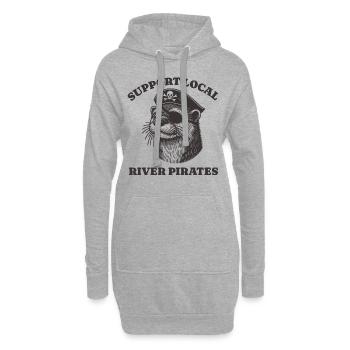 Soutenez Local River Pirates Drôle Loutre castor - Sweat-shirt à capuche long Femme - gris chiné - Devant
