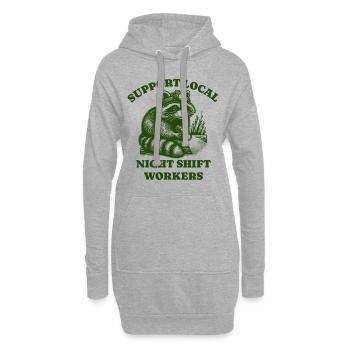Support Local Night Shift Workers Lustiges Raccoon - Hoodie-Kleid - Grau meliert - Vorne
