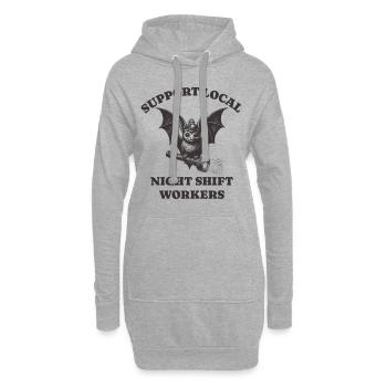 Support Local Night Shift Workers Lustiges Bat - Hoodie-Kleid - Grau meliert - Vorne