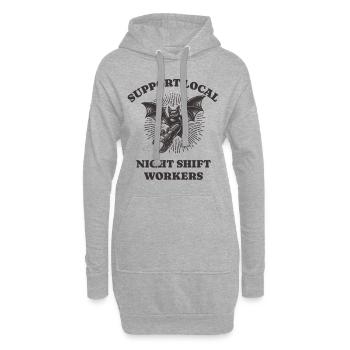 Support Local Night Shift Workers Lustiges Bat - Hoodie-Kleid - Grau meliert - Vorne