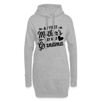 Mein erster Muttertag als Oma - Hoodie-Kleid - Grau meliert - Vorne