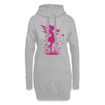 Zauberhafte Fee mit Blumen und Schmetterlingen - Hoodie-Kleid - Grau meliert - Vorne