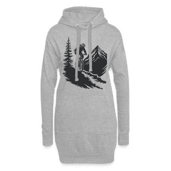 Aventure en VTT dans la nature - Sweat-shirt à capuche long Femme - gris chiné - Devant