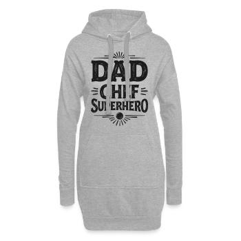 Papa chef super-héros – Papa Koch Superheld - Sweat-shirt à capuche long Femme - gris chiné - Devant