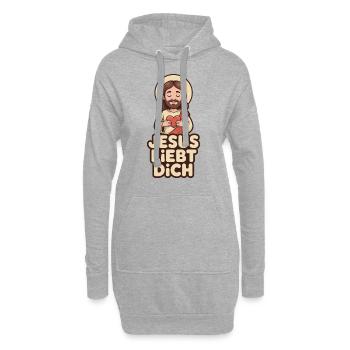 Jesus liebt dich - Hoodie-Kleid - Grau meliert - Vorne
