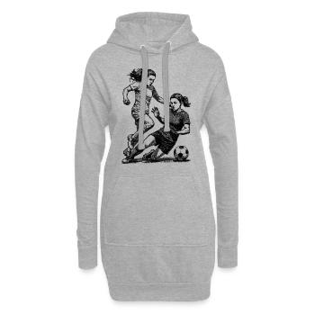 Duel sur le terrain ! Maillot pour footballeuses. - Sweat-shirt à capuche long Femme - gris chiné - Devant