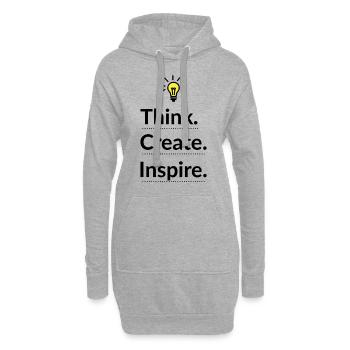 Think Create Inspire Glühbirne - Hoodie-Kleid - Grau meliert - Vorne