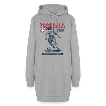 Schweizer Fußballspielerin Shirt: Technik im Spiel - Hoodie-Kleid - Grau meliert - Vorne