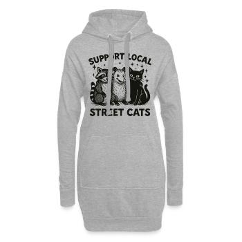raton laveur opossum, soutenez les chats des rues locaux - Sweat-shirt à capuche long Femme - gris chiné - Devant