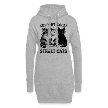 raton laveur opossum, soutenez les chats des rues locaux - Sweat-shirt à capuche long Femme - gris chiné - Devant