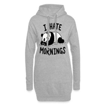 Panda Je déteste les matins en disant - Sweat-shirt à capuche long Femme - gris chiné - Devant
