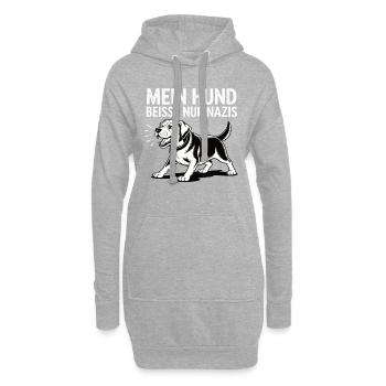 Mein Labrador beißt nur Nazis – Statement - Hoodie-Kleid - Grau meliert - Vorne