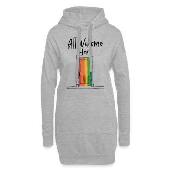 Tous les bienvenus ici Arc-en-ciel Bienvenue - Sweat-shirt à capuche long Femme - gris chiné - Devant