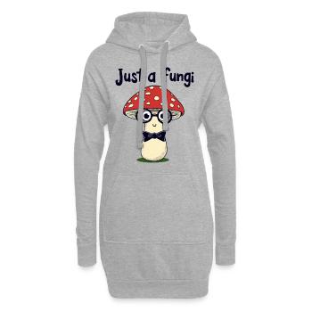 Just a fungi - Lustiger Pilz - Hoodie-Kleid - Grau meliert - Vorne
