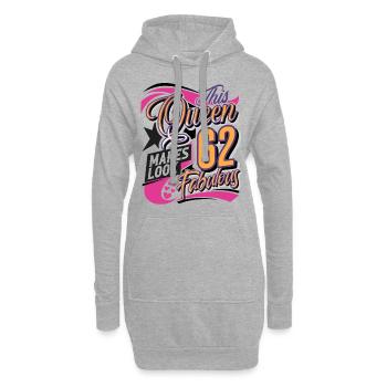 62e anniversaire Queen Women - Sweat-shirt à capuche long Femme - gris chiné - Devant