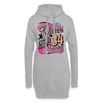 34e anniversaire Queen Women - Sweat-shirt à capuche long Femme - gris chiné - Devant