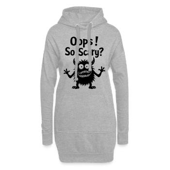 Oops! So Scary? Lustiges Monster - Hoodie-Kleid - Grau meliert - Vorne