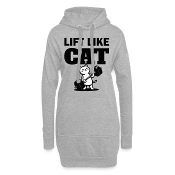 Lift Like Cat - Fitness Cat - Sweat-shirt à capuche long Femme - gris chiné - Devant