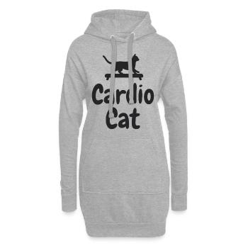 « Cardio Cat » - Chat sportif - Sweat-shirt à capuche long Femme - gris chiné - Devant