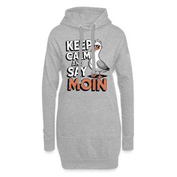 Keep Calm and Say Moin – Coole Möwe - Hoodie-Kleid - Grau meliert - Vorne