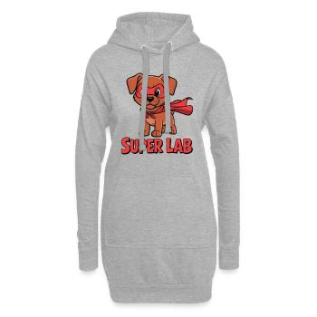 Super Lab – Labrador Welpe als Held - Hoodie-Kleid - Grau meliert - Vorne