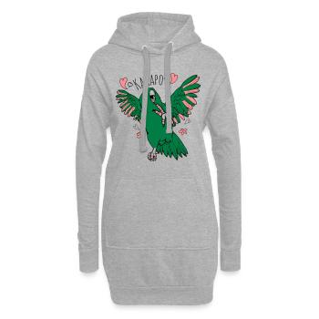 Kakapo - dicker Papagei - Hoodie-Kleid - Grau meliert - Vorne
