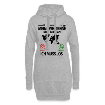 Weltreise Abschied Weltreisende Abschiedsgeschenk - Hoodie-Kleid - Grau meliert - Vorne