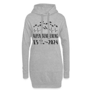 Alpenüberquerung E5 2024 Herzschlag - Hoodie-Kleid - Grau meliert - Vorne