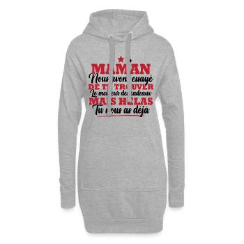Maman nous avons essayé de te trouver cadeau - Sweat-shirt à capuche long Femme - gris chiné - Devant